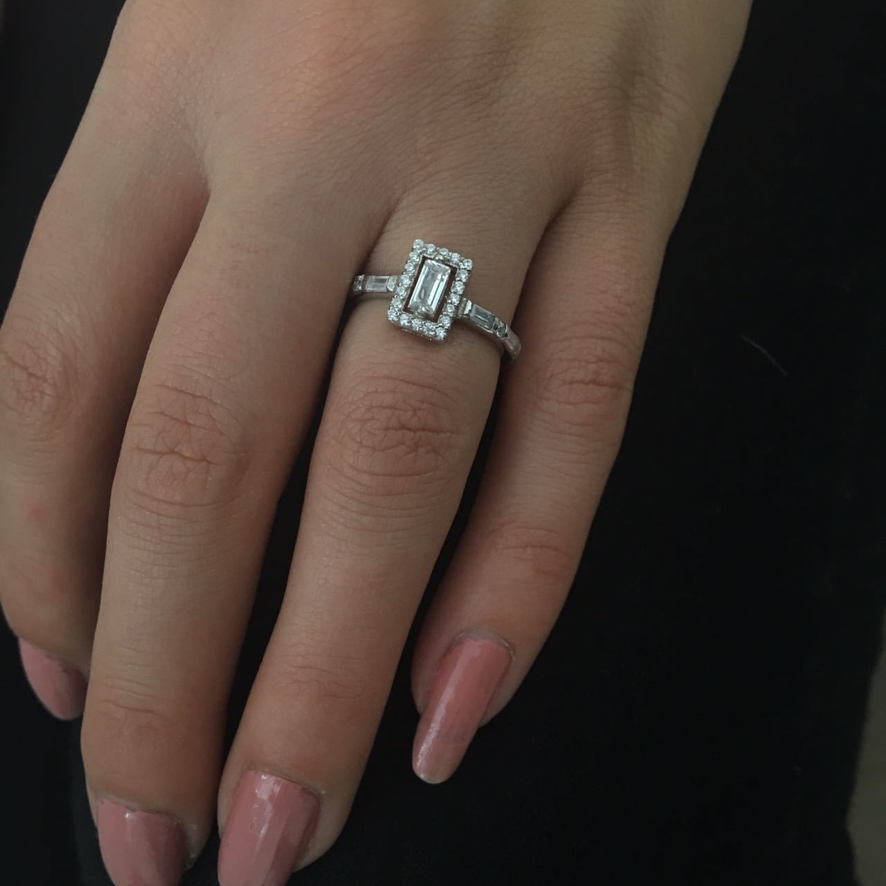 Beelo Silver  925K Gümüş Kare Baget Yüzük