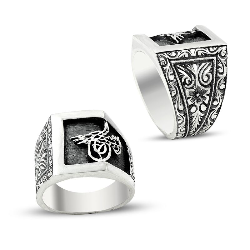 Beelo Silver 925K Gümüş Erzurum El işi Tuğra Erkek Yüzük