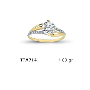 Beelo Gold 14K Altın Tek Taş Yüzük BGTTA714