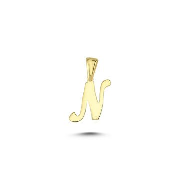 Beelo Gold 14K Altın N Harfi Minimal Kolye Ucu