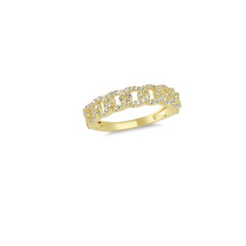 Beelo Gold 14K Altın Taşlı Halka Zincir Yüzük