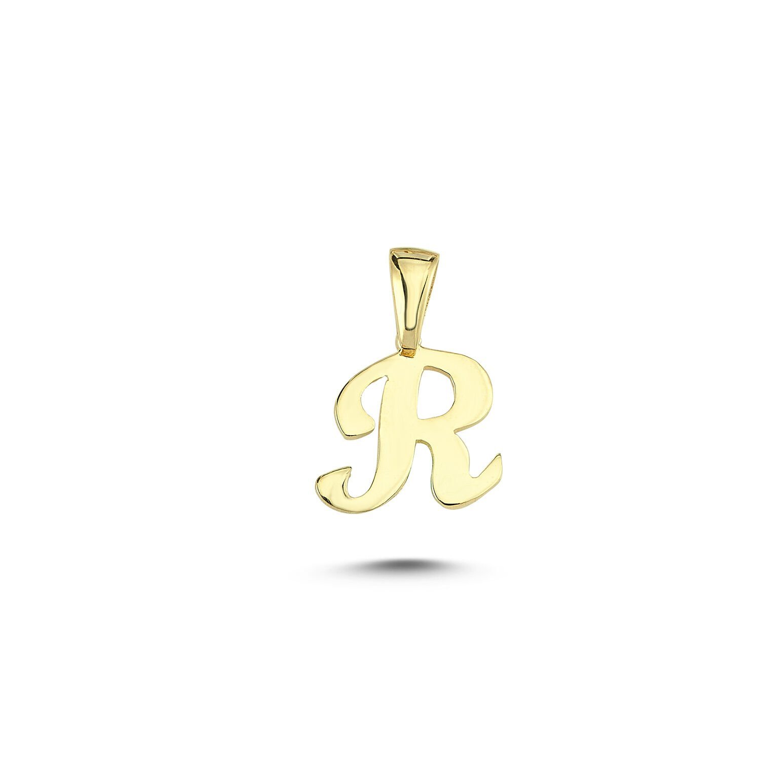 Beelo Gold 14K Altın R Harfi Minimal Kolye Ucu