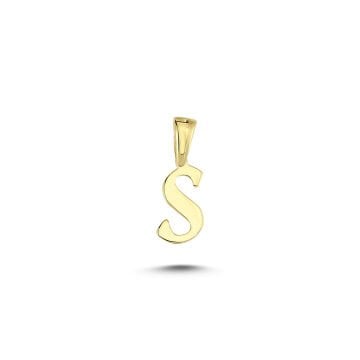 Beelo Gold 14K Altın S Harfi Minimal Kolye Ucu