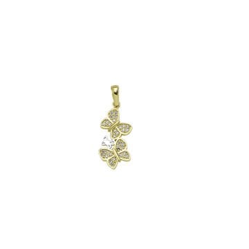 Beelo Gold 14K Altın Taşlı Kelebek Kolye Ucu