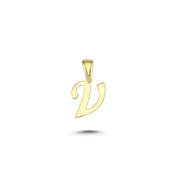 Beelo Gold 14K Altın V Harfi Minimal Kolye Ucu