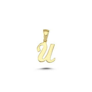 Beelo Gold 14K Altın U Harfi Minimal Kolye Ucu