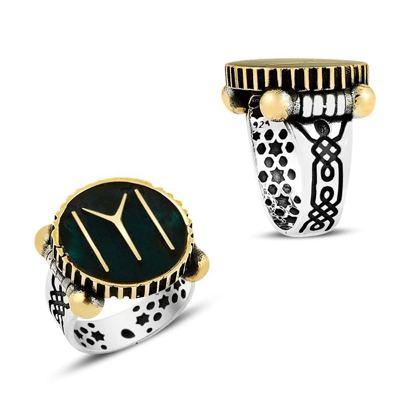 Beelo Silver 925K Gümüş Mineli Diriliş Erkek Yüzük