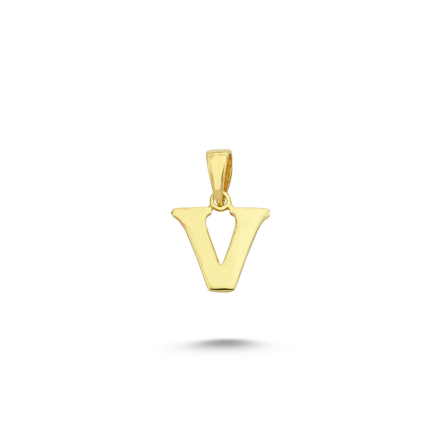 Beelo Gold 14K Altın V Harfi Kolye Ucu
