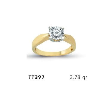 Beelo Gold 14K Altın Tek Taş Yüzük BGTT397
