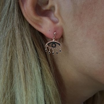 Rose Gold P. 925K Gümüş Göz Taşlı Küpe