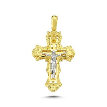 Beelo Gold 14K Altın İklili Renk Haç Kolye Ucu