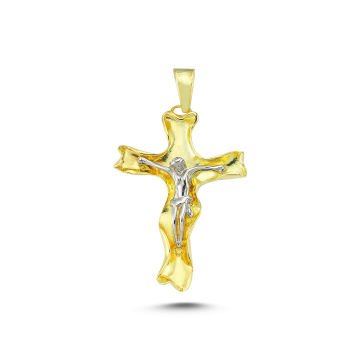 Beelo Gold 14K Altın İklili Renk Haç Kolye Ucu