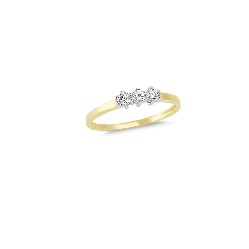 Beelo Gold 14K Altın Üç Taşlı Yüzük