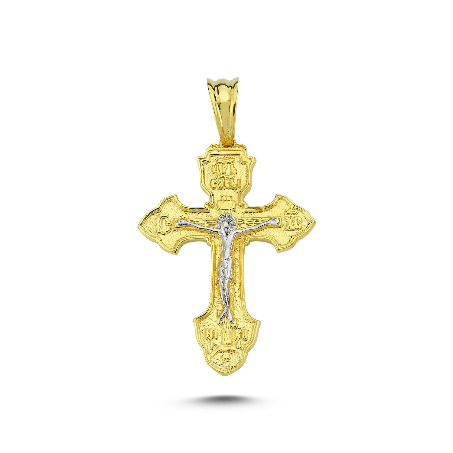 Beelo Gold 14K Altın İklili Renk Haç Kolye Ucu