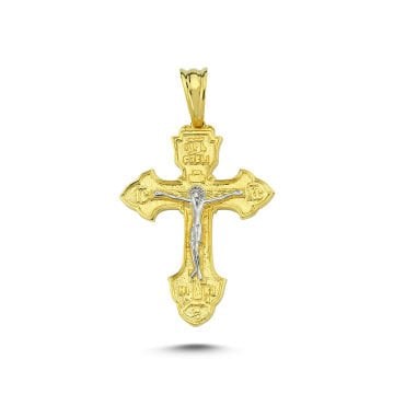 Beelo Gold 14K Altın İklili Renk Haç Kolye Ucu