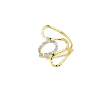 Beelo Gold 14K Altın Tasarım Taşlı Yüzük 