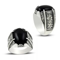 Beelo Silver 925K Gümüş Erzurum El işi Oniks Erkek Yüzük
