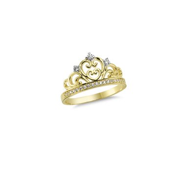 Beelo Gold 14K Altın Tasarım Taşlı Taç Yüzük