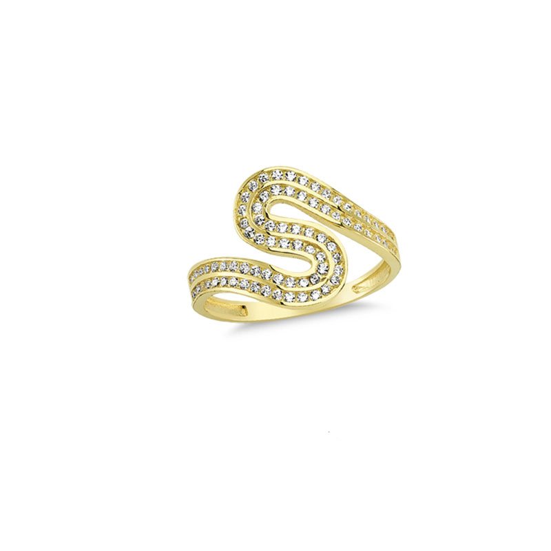 Beelo Gold 14K Altın Tasarım Taşlı Yüzük