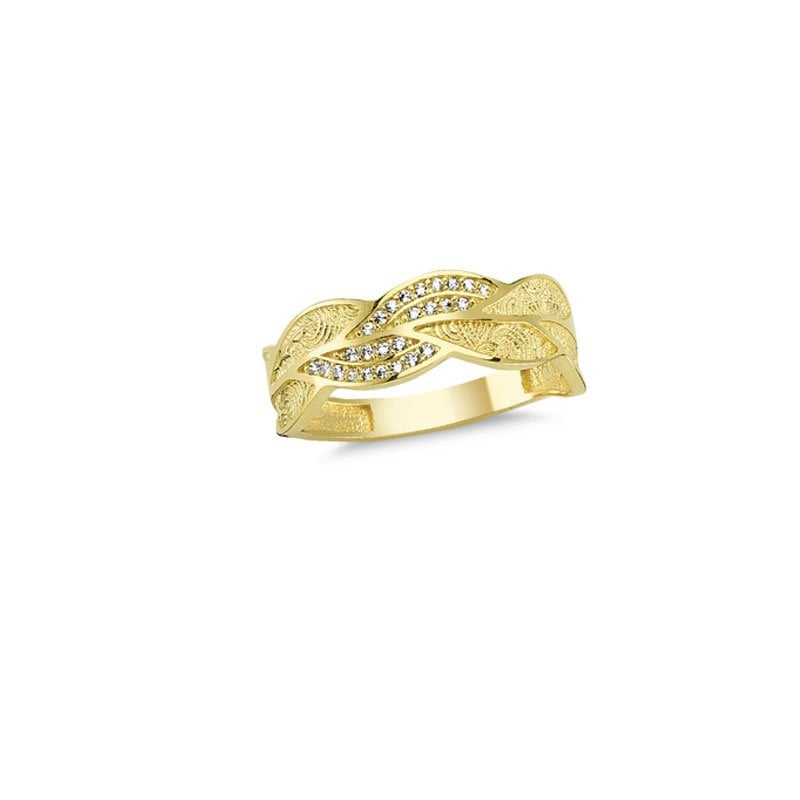 Beelo Gold 14K Altın Tasarım Taşlı Yüzük