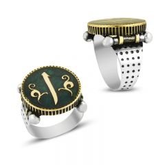 Beelo Silver 925K Gümüş Mineli Elif Erkek Yüzük