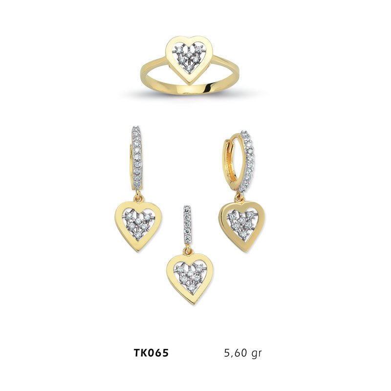 Beelo Gold 14K Altın Üçlü Kalp Set BGTKH065