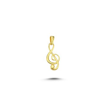 Beelo Gold 14K Altın Nota Anahtarı Kolye Ucu