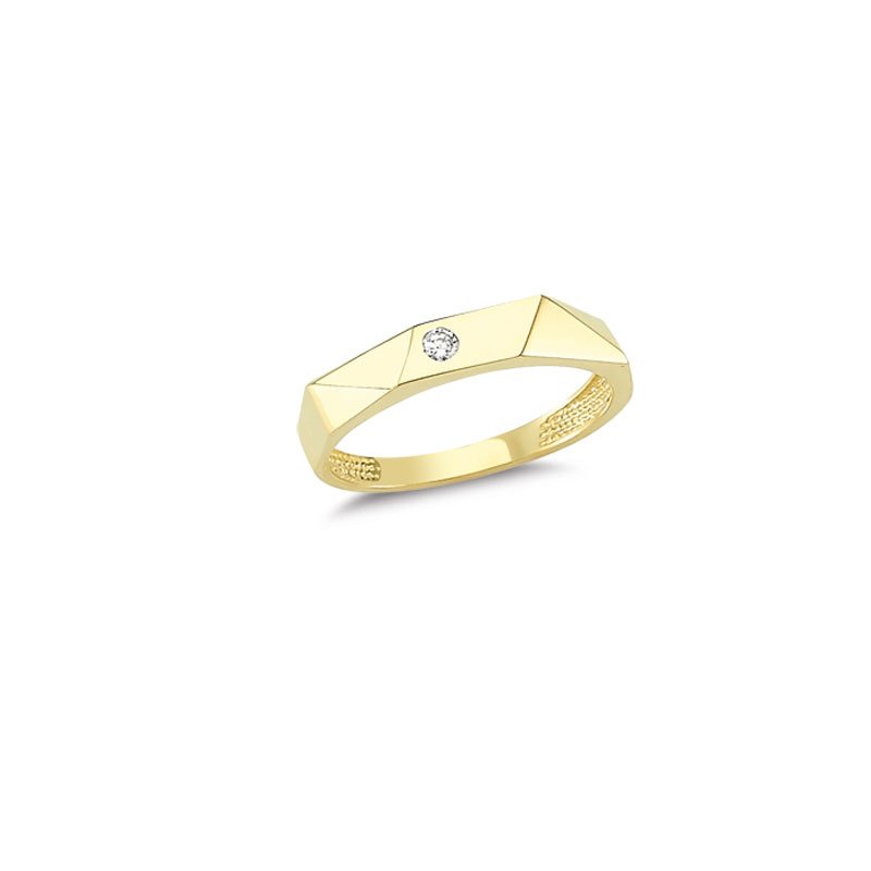 Beelo Gold 14K Altın Tasarım Tektaş Yüzük