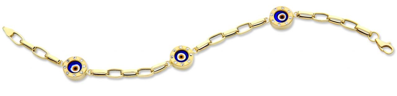 Beelo Gold 14K Altın Göz Nazar Bileklik BA007