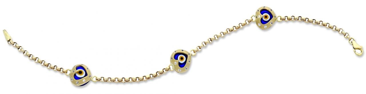 Beelo Gold 14K Altın Kalp Nazar Bileklik BA011