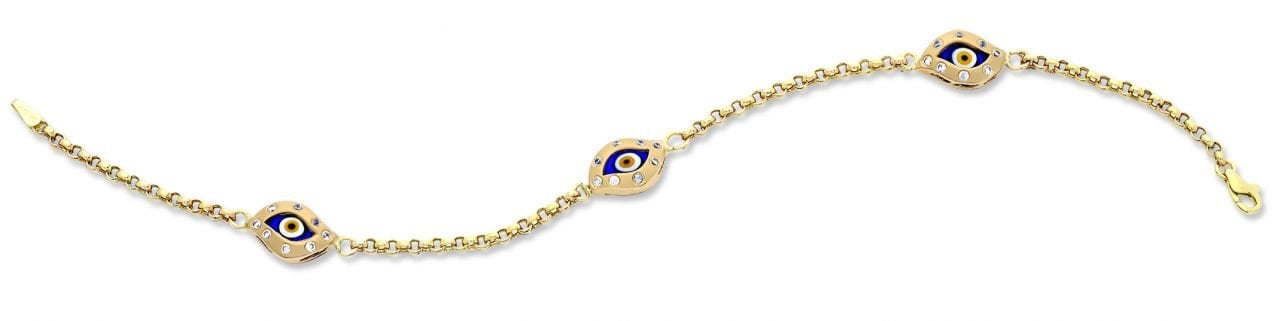 Beelo Gold 14K Altın Göz Nazar Bileklik BA012