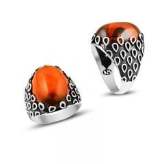 Beelo Silver 925K Gümüş Akik Erkek Yüzük