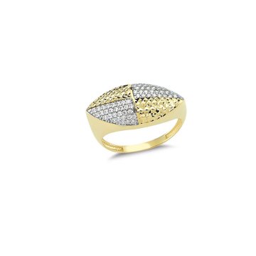 Beelo Gold 14K Altın Elmas Kesim Taşlı Tasarım Yüzük