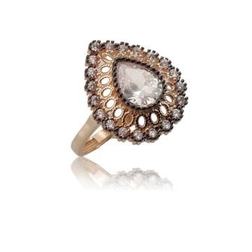 Beelo Gold 14K Altın Damla ElmasTasarım Yüzük