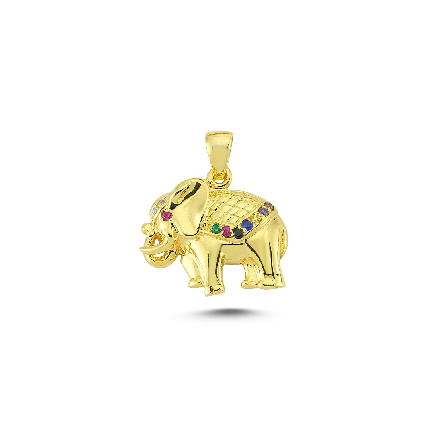 Beelo Gold 14K Altın Taşlı Fil Kolye Ucu