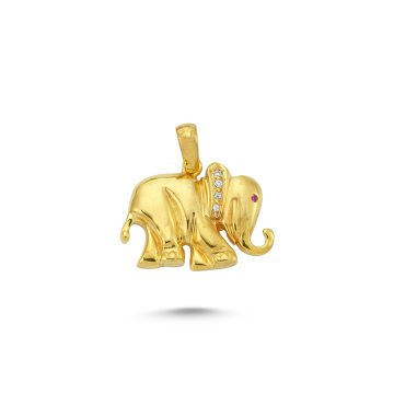 Beelo Gold 14K Altın Taşlı Fil Kolye Ucu
