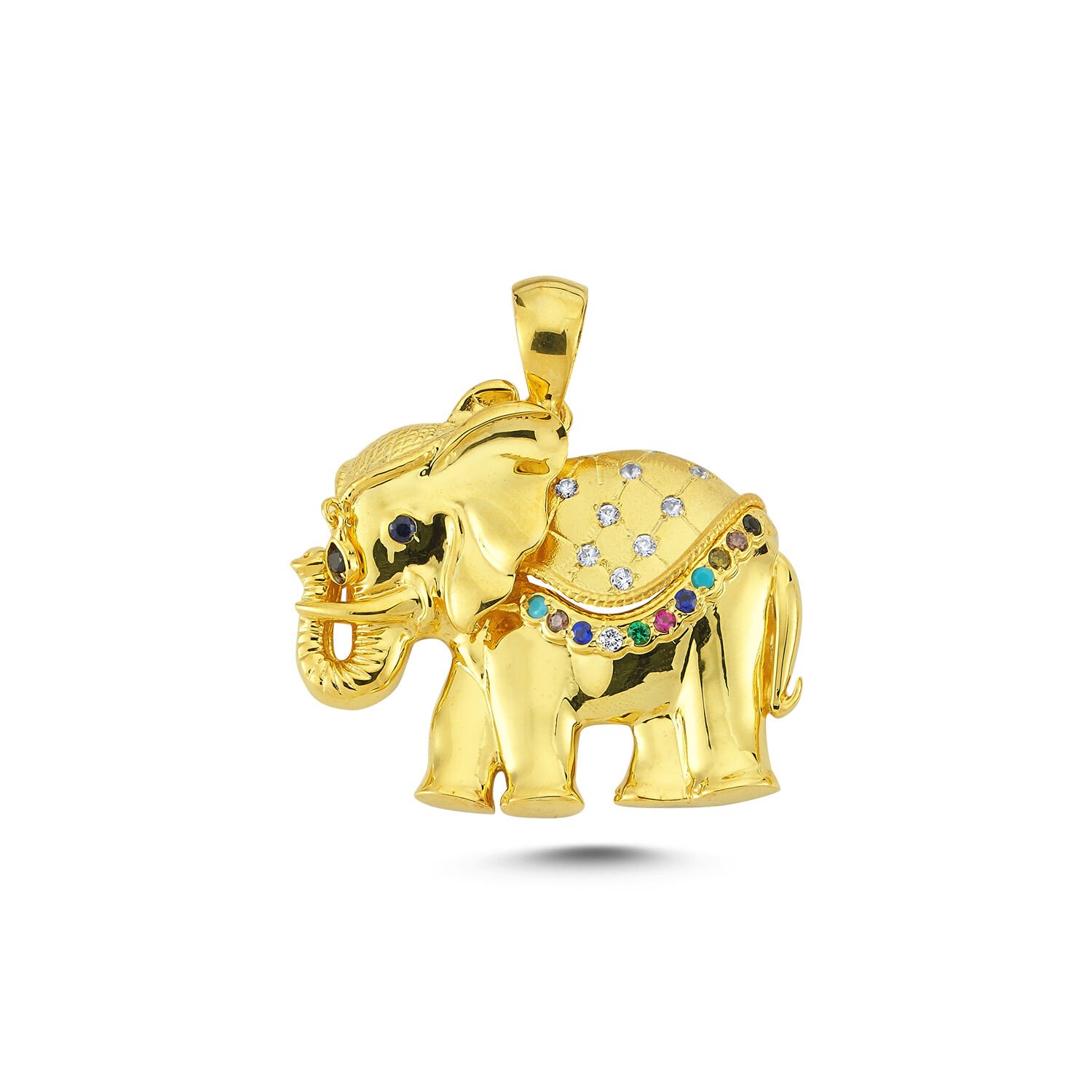 Beelo Gold 14K Altın Taşlı Fil Kolye Ucu