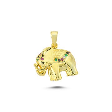 Beelo Gold 14K Altın Taşlı Fil Kolye Ucu