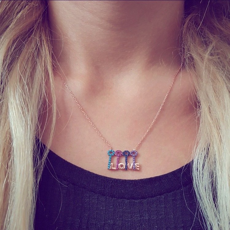 Beelo Silver 925K Gümüş Anahtar Aşk Kolye