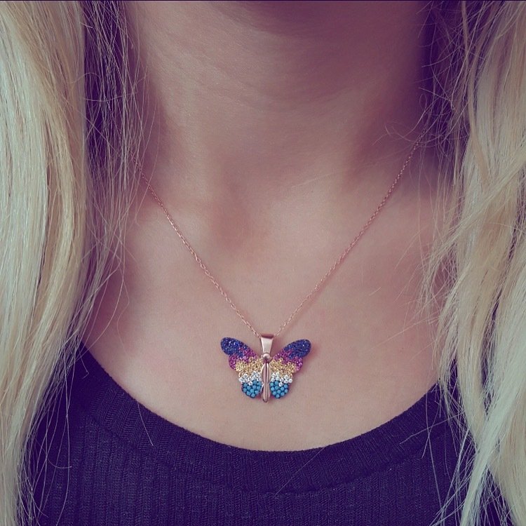 Beelo Silver 925K Gümüş Tasarım Kelebek  Kolye