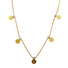 Beelo Gold 14K Altın Osmanlı Para Elmas Işıltısı Kolye BGKL115