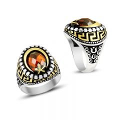 Beelo Silver 925K Gümüş Zirkon Ayyıldız Erkek Yüzük