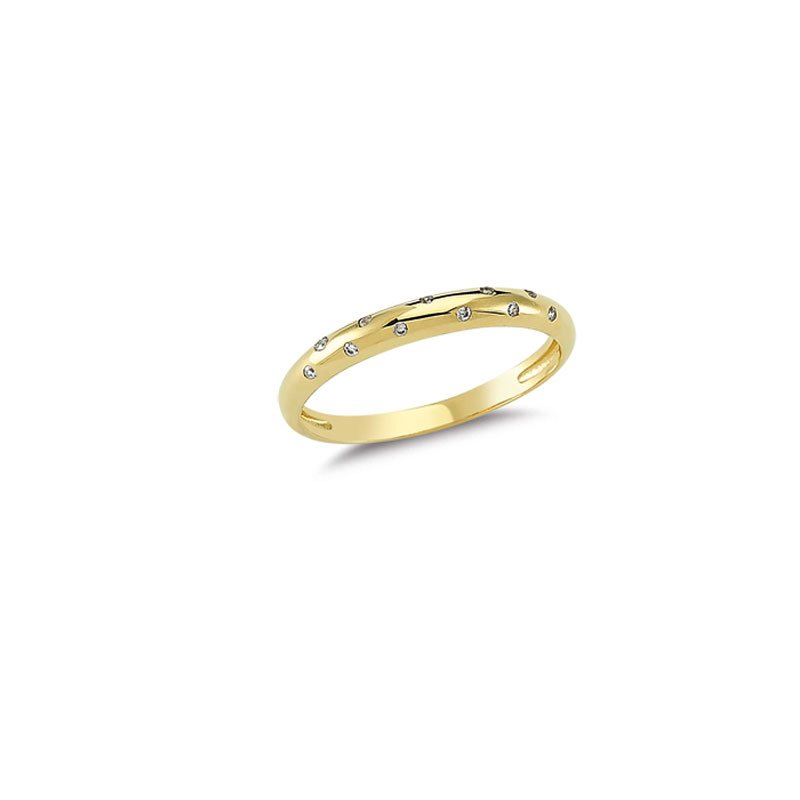 Beelo Gold 14K Altın Tasarım Taşlı Alyans Yüzük