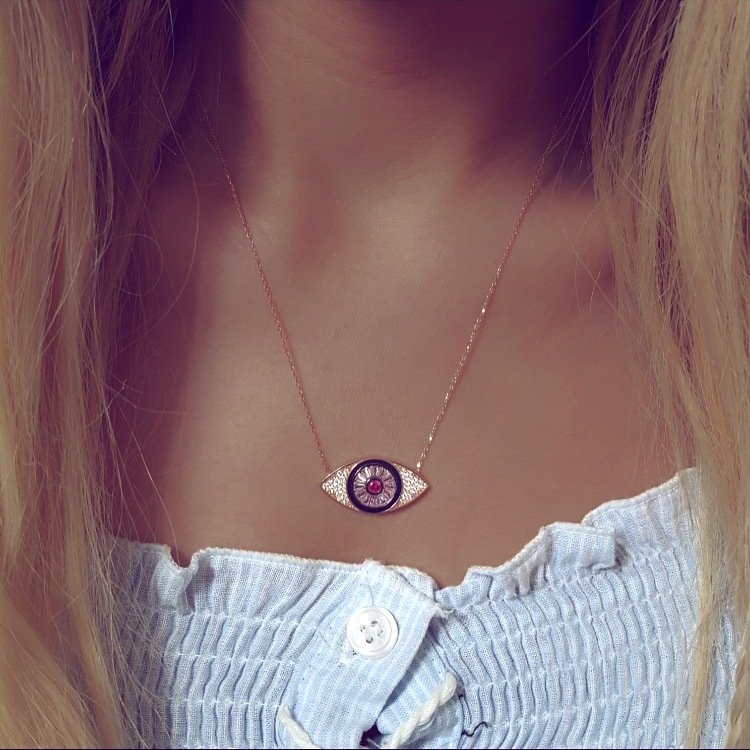 Beelo Silver 925K Gümüş Tasarım Göz Kolye