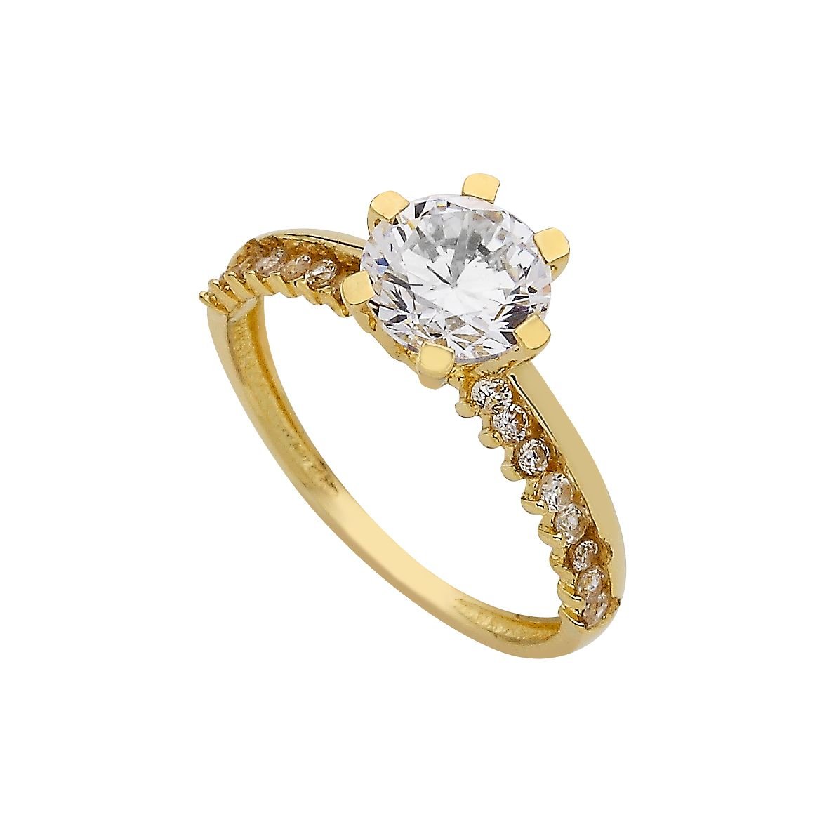 Beelo Gold 14K Altın Tek Taş Yüzük TYTT055