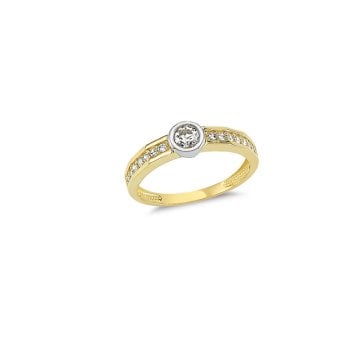 Beelo Gold 14K Altın Tasarım Taşlı Alyans Yüzük