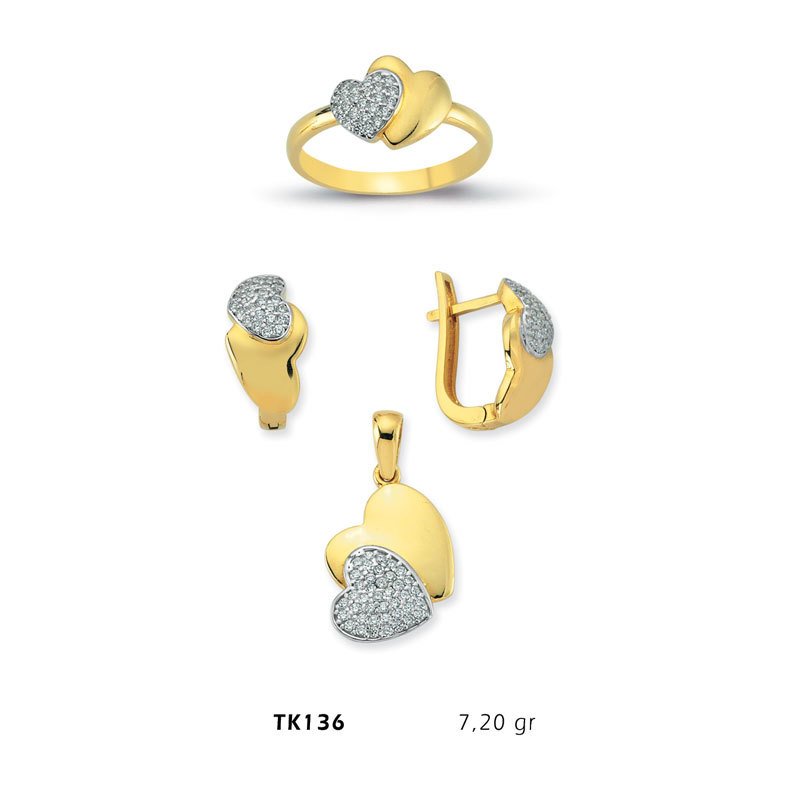 Beelo Gold 14K Altın Üçlü Kalp Set BGTKH136