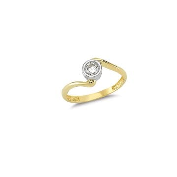 Beelo Gold 14K Altın Tasarım Taşlı Alyans Yüzük