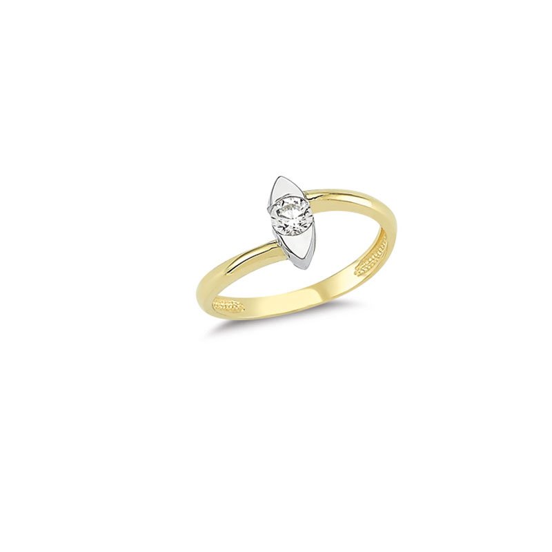 Beelo Gold 14K Altın Tasarım Taşlı Alyans Yüzük