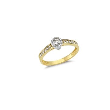 Beelo Gold 14K Altın Tasarım Taşlı Alyans Yüzük